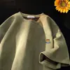 Camiseta de Ante Estilo Gatito Manga Corta para Hombre Verano Moda Americana Marca de Moda Tendencia Holgada Pesada Ropa de Media Manga para Adolescentes