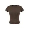 Camiseta curta de manga curta, gola redonda, justa, com estampa de bolinhas, estilo blogger doce e atraente para mulheres, popular nas redes sociais, adequada para férias e uso casual, top cropped