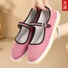 Zapatos bajos de algodón hechos a mano con hebilla de lanzamiento reciente, zapatos coloridos de abuela, zapatos de mamá, zapatos de tela de Pekín, zapatos planos blancos