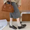 Mocasines Planos Retro de Punta Redonda Zapatos Pequeños de Piel Hebilla de Otoño 2026 Estilo Old Money para Commute Mocasines Mujer Negro No