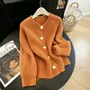 Ropa de Mujer de Gama Alta y Lujo Ligero de Shenzhen Estilo Suave Cárdigan de Punto con Cuello Redondo 2026 Otoño/Invierno Suéter Abrigo Estilo Perezoso