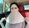 Máscara facial com proteção solar para mulheres, proteção UV facial completa, cobertura de pescoço, adequada para ciclismo e direção, máscara protetora solar de seda gelada, protetor de pescoço de verão