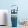 Copo térmico portátil de aço inoxidável para uso externo, alça de silicone portátil, grande capacidade, cor sólida simples, copo de água doméstico