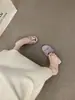 Sandálias Chuyuji com Laço de Renda Francesa para Mulheres, Sandálias Slide de Salto Baixo para Uso Externo no Verão, Salto Bloco Estilo Fada Gentil