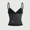 Chaleco Camisola de Encaje Patchwork para Mujer Verano Adelgazante Top Corto Transfronterizo Europeo Americano Y2K Nuevo Estampado de Verano