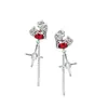 Novos Brincos de Franja Estrela de Amor Lava Rubi Masculinos Alta Qualidade Simples Design de Nicho Exclusivo Brincos de Pino Moda Feminina