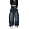 Novos Calças Casuais Largas Masculinas Primavera e Verão Jeans de Perna Reta Moda Americana Tendência Calças de Perna Larga Versátil