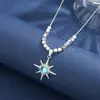 Collar con Colgante de Sol Cielo Estrellado Azul Ariya Estilo Dulce Fresco Diseño de Nicho Cadena para Clavícula Joyería Versión Coreana Estilo Coreano