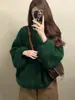 Suéter Grueso de Punto Navideño Estilo Coreano, Sensación Perezosa y de Alta Gama, Suéter Pulóver Verde Holgado para Mujer, Nuevo Modelo de Invierno 2025