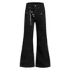 Calça jeans de trabalho com zíper, boca de sino, cintura dupla, design de rua americano para homens e mulheres, corte solto, versátil, modeladora, marca de calças da moda
