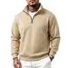 Sudadera con cremallera y cuello alto jacquard de peso pesado cruzada europea y americana para hombre 2026, suelta, casual, simple, moderna, con cremallera