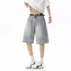 Shorts de Mezclilla Rectos Casuales Estilo Retro Americano, Estilo Delgado de Verano, Corte Holgado, Tallas Grandes, Shorts de Mezclilla de Cinco Puntos de Pierna Ancha Adelgazantes