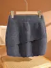Falda de Encaje Francés de Doble Capa 100% Lana Pura para Mujer, Falda de Punto Corta Bodycon Estilo Lápiz, Cintura Elástica, Ajuste Ceñido al Cuerpo, Falda de una Sola Pieza que Resalta las Caderas