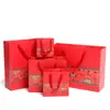 Saco de presente vermelho estilo chinês cor Saco de papel estilo chinês atacado Saco de papel para presente de Festival da Primavera bolsa tote bolsa de papel