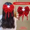 Grampo de Cabelo Laço Acessório de Cabelo para Meninas, Presilha de Cabelo Vermelha para Trás da Cabeça, Grampo de Cabelo de Ano Novo para Meninas, Ornamento de Cabelo de Fita Infantil