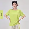 Ropa de yoga que disimula la grasa corporal y estiliza la figura, camiseta deportiva holgada, de secado rápido y transpirable, chaqueta exterior de moda con diseño de cordón lateral, ropa de fitness