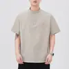2025 Novo Estilo de Verão Seda de Gelo Fresca Seersucker Gola Henley Camisa Polo Masculina Solta Top Camiseta de Manga Curta