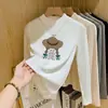 Diseño de espina de pez, camiseta de manga larga con cuello alto a medio y terciopelo alemán, moda para mujer, capa interior versátil, top de otoño