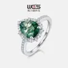 Pendientes de plata S925 con forma de pera y musgo verde para mujer, pendientes de ágata acuática, estilo retro europeo y americano, de lujo ligero, personalidad