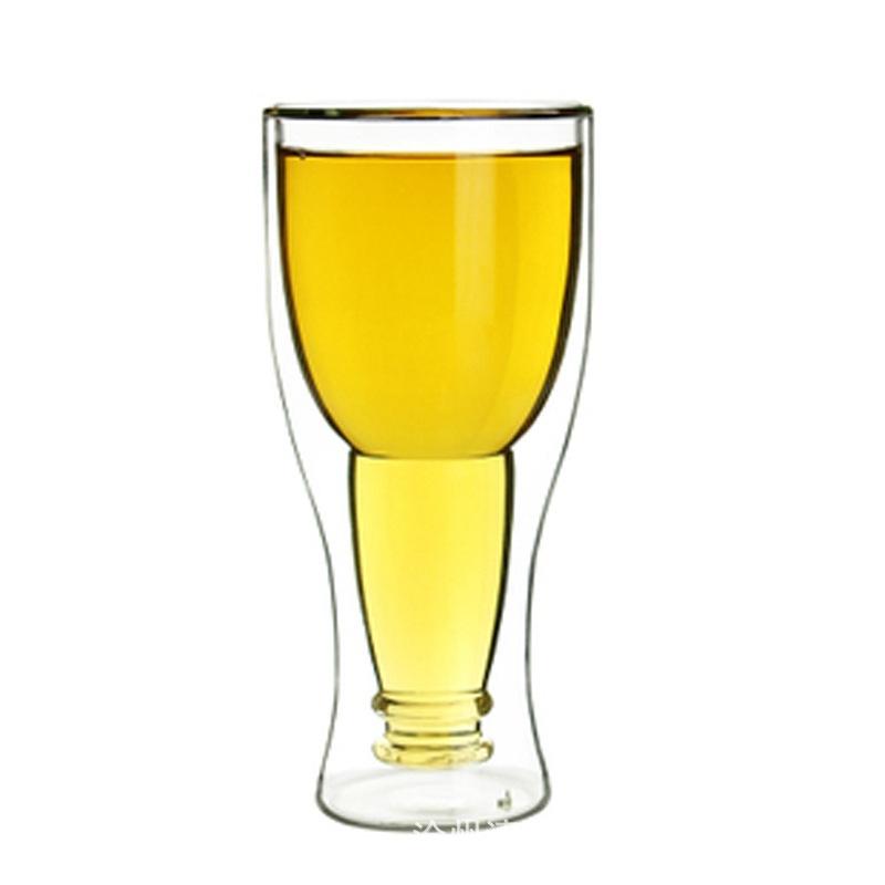 倒置双层啤酒杯,水晶杯,可乐玻璃杯,创意牛奶饮料杯,酒吧大扎啤杯