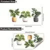 Papel Tapiz de Planta Verde en Maceta, Pegatinas de Rábano Verde y Hoja de Monstera, Pintura Decorativa para Embellecimiento de Pared Blanca de Sala de Estar y Estudio, Plantas Artificiales Autoadhesivas