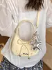 Bolsa Transfronteriza 2026 Nueva Dulce y Linda para Mujer con Lazo, Bolso Cruzado Pequeño, Estilo de Nicho, Bolso Tipo Dumpling de Gama Alta, Bolso de Hombro