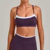 Sujetador deportivo cruzado de dos piezas falso transfronterizo para mujer, sensación de segunda piel, diseño de espalda cruzada, top deportivo ajustado para correr y yoga 2209