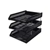 Portaarchivos Negro Estante de Gestión de Archivos de Tres Niveles Estante de Archivos de Tres Niveles Cesta para Archivos Estante de Datos Oficina Metal Tres Niveles