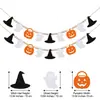 Fornecimento transfronteiriço: Chapéu de bruxa de feltro para Halloween, caveira, guirlanda de contas de madeira, faixa, decoração de lareira, envio direto OEM