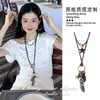 Nuevo Collar de Pluma Larga Zen Antiguo de Estilo Chino para Mujer, Estilo Étnico Retro, Cadena para Suéter Versátil, Tendencia de Cadena para Clavícula
