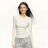 Camiseta Básica de Cuello Redondo y Manga Larga para Mujer 2025 Nuevo Estilo de Otoño Top Ajustado con Camisa de Capa Interior Top Ajustado