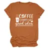 Café é sempre bom Amazon Wish site independente casual confortável camiseta feminina gola redonda manga curta