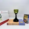 Lámpara de Cristal Real, Lámpara de Flor de Loto de Cobre para Uso Doméstico, Lámpara de Vidrio, Mini Lámpara Eterna, Lámpara del Dios de la Riqueza, Doble Uso Recargable y con Enchufe