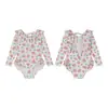 Traje de baño de una pieza sin espalda estilo Ins para vacaciones en la playa para niñas, conjunto de traje de baño con protección solar de manga larga para bebé, adorable traje de baño de princesa