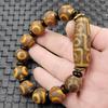 Ágata desgastada cuentas de tres ojos cuentas redondas pulsera de jade cuentas de nueve ojos pulsera Lutong pulsera de jade antiguo al por mayor