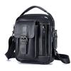 Bolsa Pequena de Ombro para Meninos em Couro de Vaca Bolsa de Ombro em Couro Genuíno Masculina Retrô Casual Vertical Transversal Bolsa de Mão Mini