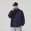 Moletom masculino para primavera e outono de 2026, de manga longa, ombros caídos, corte solto, novo suéter moderno e estiloso com gola redonda