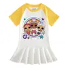 Verano 2023 Nuevo Ropa Infantil Vestido de Niña de Media Manga de Dibujos Animados Delgado de Dibujos Animados Transfronterizo Bebé Elegante Falda Plisada