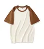 Personalizado 230g Peso Pesado Algodón Puro Color Contrastante Raglán Cuello Redondo Manga Corta Ropa de Trabajo para Team Building Camisa Cultural Camiseta para Mujer Versátil