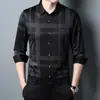Directo del fabricante, nueva camisa de rayas de manga larga para hombre de otoño, camisa estampada estilo papá casual de negocios para mediana edad