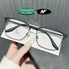 Óculos Estilosos Semi-Aro para Homens, Óculos Tendência Bloqueadores de Luz Azul Sem Grau para Mulheres, Personalizáveis com Lentes de Grau, Armações de Óculos com Detalhe Metálico