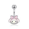 Novo Anel de Umbigo Rosa Gatinho Kt em Aço Inoxidável Estilo Europeu e Americano, Piercing de Umbigo Doce Cool Estilo Hot Girl Tendência