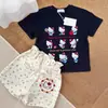 Conjunto de Verão para Meninas 2026 Novo Doce Floral KT Bordado Shorts Bebê Algodão Puro Gola Redonda Manga Curta Camiseta Tendência