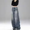 Jeans de Calle Alta Americanos para Mujer 2026 Otoño Nuevo Diseño con Sentido Pantalones de Pierna Ancha Sueltos Dobladillo Deshilachado Largo hasta el Suelo Pantalones Banana