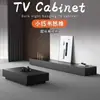 Móveis de gabinete de TV para casa, mesa de centro e gabinete de TV de madeira preta minimalista moderno italiano para apartamento pequeno, conjunto de gabinete de chão
