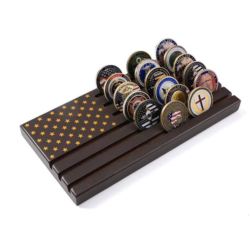 木质纪念币展示架桌面摆台式勋章收纳架简易硬币收藏架多层置物架