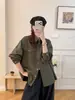 Novedades de otoño: Camisa de trabajo retro estilo japonés con estampado de copo de nieve de forro polar, corte holgado, camisa casual versátil, venta al por mayor