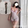 Traje Sexy y Sexy con Estampado Floral de Cerezas Que Se Puede Usar Afuera, No Hay Necesidad de Quitarse los Tirantes, Pijama de Cuello en V y Almohadilla en el Pecho, Cómodo para el Hogar
