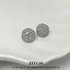 Brincos Redondos Geométricos Exquisitos com Diamantes Cintilantes, Luxo Leve e Sensação de Alto Padrão, Simples e Versáteis, Brincos de Estilo Delicado