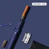 Guarda-chuva Automático de Cabo de Madeira Longo para Homens, Guarda-chuva Simples Retro de Negócios para Golfe, Haste Reta, Guarda-chuva Grande Resistente ao Vento de Uso Duplo para Dias Ensolarados e Chuvosos